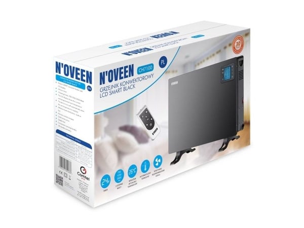 Noveen CH7100 LCD Smart, Elektrisk konvektor-romvarmer, 24 timer, Innendørs, Gulv, Svart, LCD