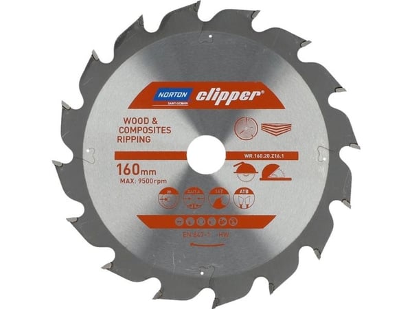NORTON sagblad 160 mm x 20 mm x 16T til tre og kompositt (ATB) (2,6 / 1,6)