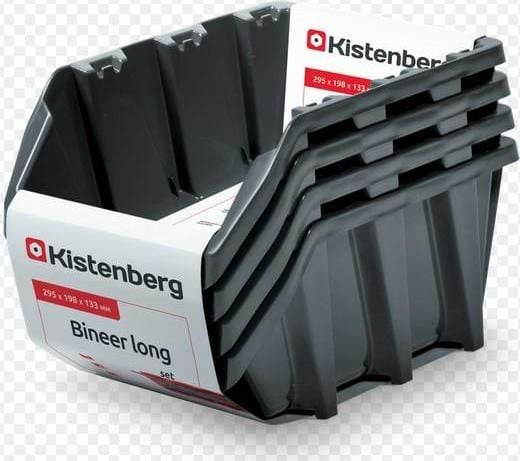 KISTENBERG KUWETY 30 BINEER LONG skuffer, 4 stk, svarte 295 x 198 x 133 mm