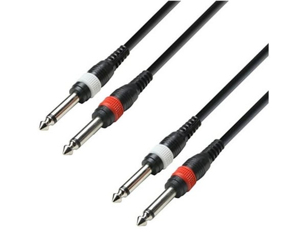 Adam Hall K3TPP0300 instrumenttilkoblingskabel [2x 6,3 mm jack (mono) - 2x 6,3 mm jack (mono)] 3 m sort