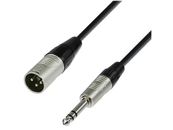 adam hall K4 BMV 0300, 6.35mm TRS, Hankjønn, XLR (3-pin), Hankjønn, 3 m, Sort, Sølv