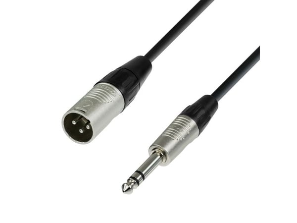 adam hall K4 BMV 0300, 6.35mm TRS, Hankjønn, XLR (3-pin), Hankjønn, 3 m, Sort, Sølv