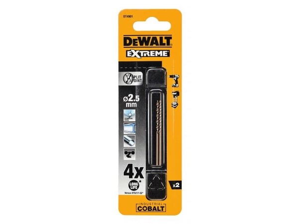 DeWALT DT4901-QZ, Porakone, Kierrepora, Oikeakiertoinen, 2.5 mm, 57 mm, Pronssi, Valurauta, Metalli, Ruostumaton teräs, Teräs, Teräs