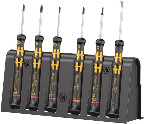 Wera Kraftform Micro 6 ESD Smartphone-Reparaturset 1, 250 mm, 50 mm, 200 mm, 340 g, Sort, Gult, Tsjekkisk Republikk
