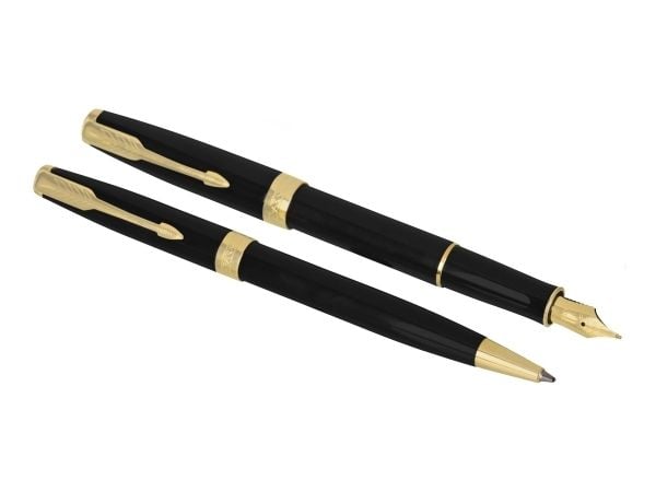 Parker SONNET, Svart, Gull, 2 stykker, Kulepenn + fyllepenn