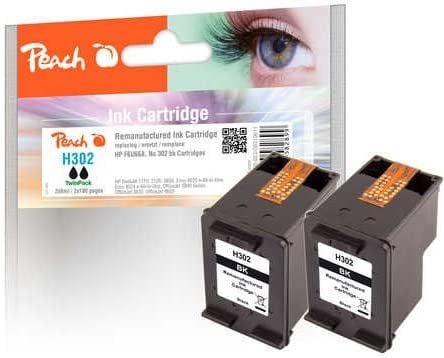 Peach TwinPack - 2-pack - 6 ml - svart - kompatibel - gjenfabrikert - blekkpatron (alternativ for: HP 302) - for HP Deskjet 1110, 21XX, 36XX; ENVY ...