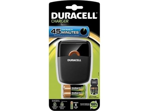 Duracell CEF27, Nikkelimetallihybridi (NiMH), Ylivaraus, Ylikuumeneminen, Oikosulku, AA, AAA, 4 kpl, Sisältää paristot