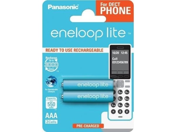 Panasonic eneloop lite DECT BK-4LCCE - Batteri 2 x AAA - NiMH - (ladbare) - 550 mAh