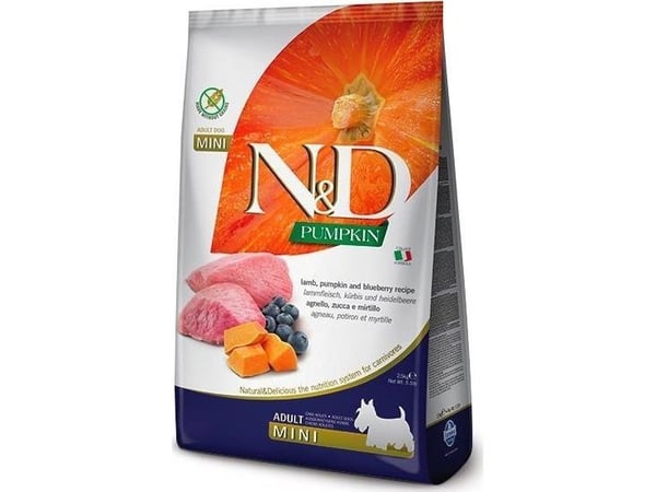 Farmina Pet Food N&D Pumpkin, Voksen, Mini (5 - 10kg), Blåbær, Lam, Gresskar, 7 kg
