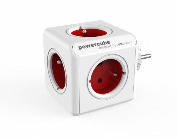 Allocacoc PowerCube Original Type E, Sisätila, Tyyppi E, Punainen, CE, 5 AC-pistorasia(a), 16 A