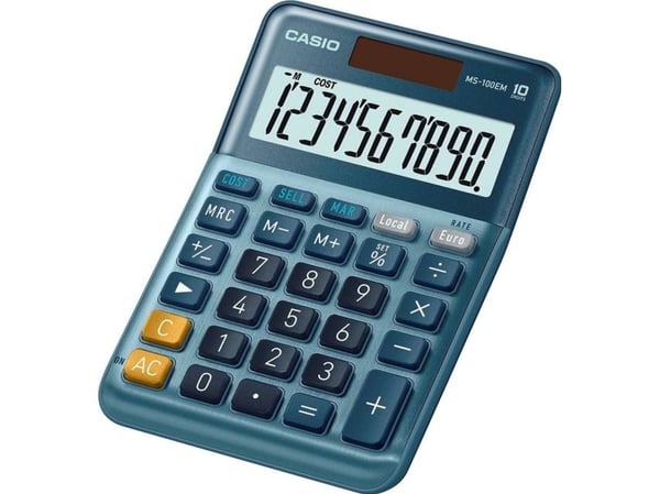Bordregner Casio MS-100EM, blå, 10 cifre