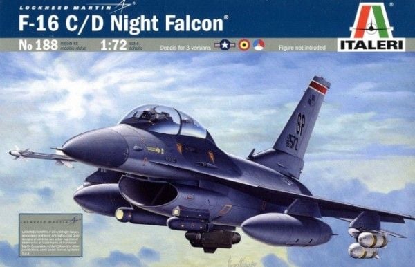 Italeri F-16 C/D Night Falcon, Flymodell med fastvinge, Monteringssett, 1:72, F-16 C/D, Alle kjønn, Plast