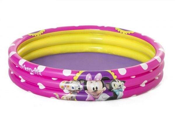 Bestway 91079, Oppblåsbart basseng, 140 l, Rund, 2 år, Minnie Mouse, Rosa, Gult