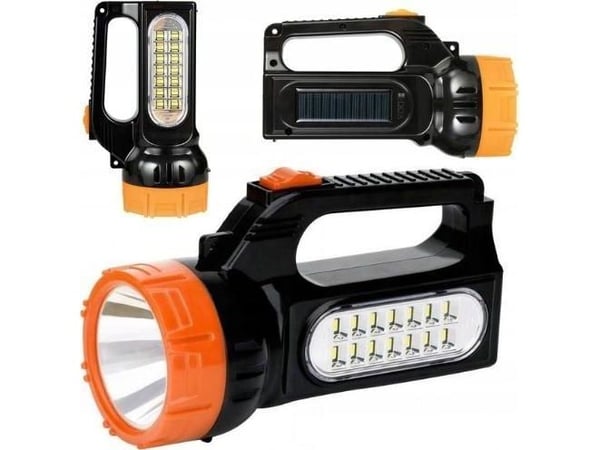 LIBOX LB0169 oppladbar lommelykt med solcelle (søkelykt)