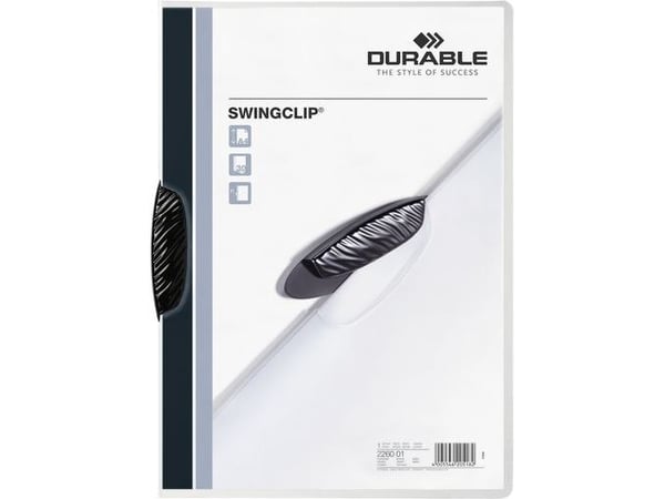 DURABLE SWINGCLIP - Klipsfil - for A4 (210 x 297 mm) - kapasitet: 30 ark - transparent med svart klips