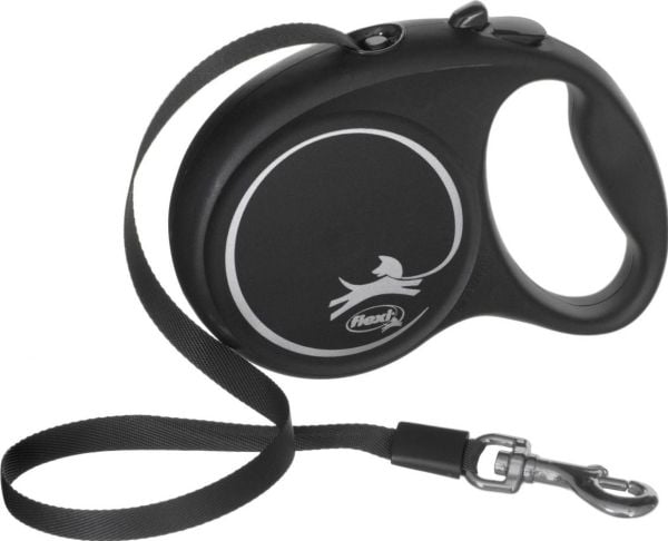 Flexi Black Design M, Koira, Joustava koiran hihna, Musta, Vihreä, Nauha, 25 kg, Yksivärinen
