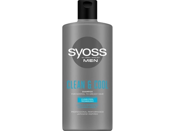 Syoss Men Clean &amp; Cool Refreshing Shampoo - Normalt og fett hår 440 ml