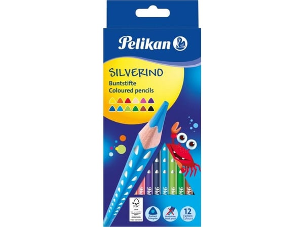Pelikan 700634, Sort, Blå, Brun, Grønn, Lyseblå, Lysegrønn, Oransje, Fersken, Rosa, Rød, Fiolett, Gult, 12 stykker