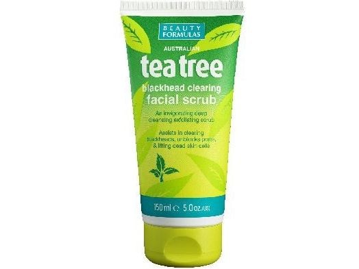 Beauty Formulas Tea Tree Blackhead Peeling Ansiktsskrubb Rensende Ansiktsskrubb 150ml