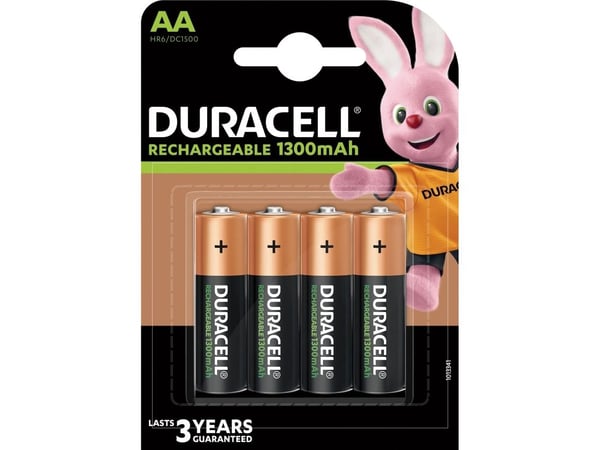 Batteri - Duracell AA 1300 mAh oppladbart NiMH 4-pk.