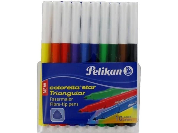 Pelikan 985663, Fint, 10 farger, Sort, Blå, Brun, Grønn, Lyseblå, Lysegrønn, Oransje, Rød, Fiolett, Gult, 1 mm, Flerfarget, Trekant