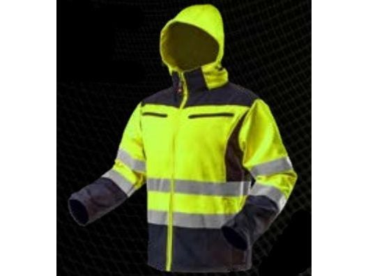 Neo Tools Neo Softshelljacka med huva och hög synlighet, gul, storlek L (81-700-L)
