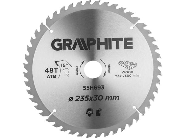 Grafitt Grafittsirkelsag (sirkelsag, bred, 235 x 30 mm, 48 tenner)