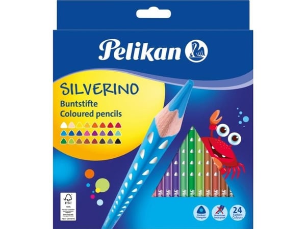 Pelikan värikynät SILVERINO 3-kulmainen ohut BD24LN 24kpl.