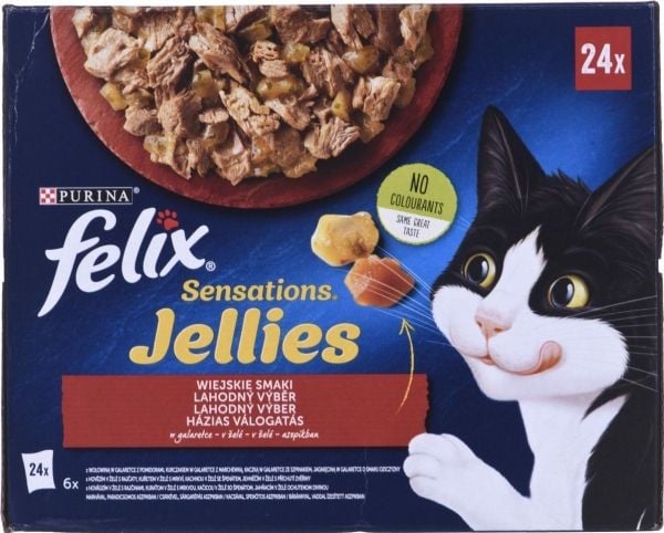 Nestlé SENSATIONS goda smaker i gelé (nöt, kyckling, anka, lamm) 24x85 g