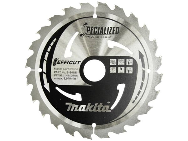 Makita B-64185 T.C.T. pjūklas 190X1,45X30mm 23° T24 EFFICUT