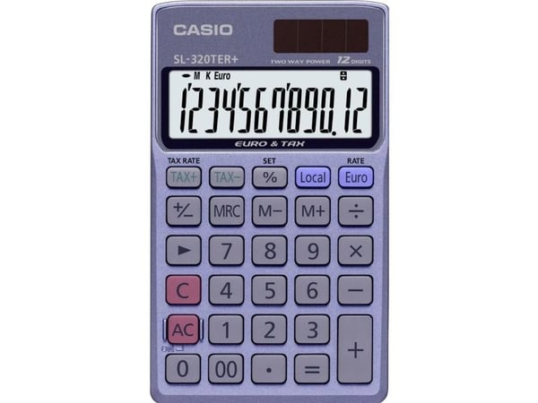 Lommeregner Casio SL-320-TER+, blå/sort, 12 cifre