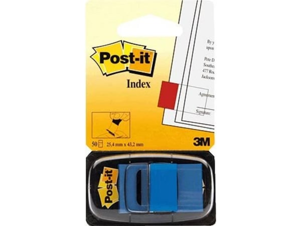3M Post-It folieindekseringsfliker 25x43mm 50 stk. blå (13K001C)