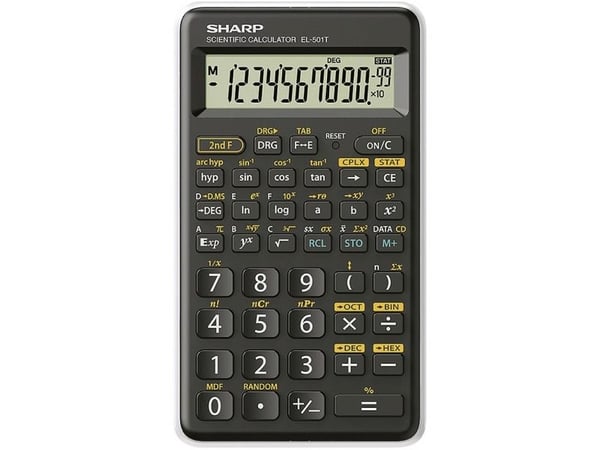 Sharp EL-501T, Lomme, Vitenskaplig, 12 sifre, 1 linjer, Batteri, Svart, Hvit