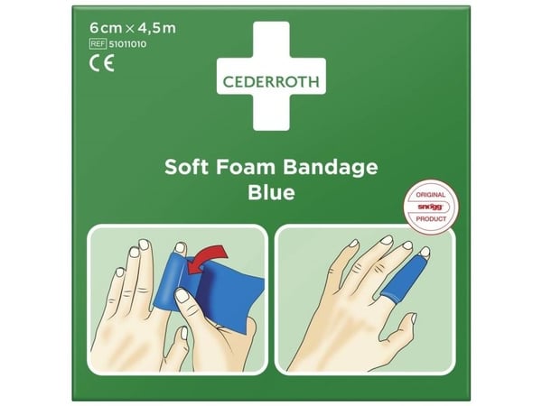 Cederroth Soft Foam Bandage Blå 6 cm x 4,5m