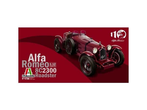 Italeri Alfa Romeo 8C 2300 Roadster, Roadsterin pienoismalli, Kokoamispakkaus, 1:12, Alfa Romeo 8C 2300, Ei sukupuolirajoitusta, Kromi, Nailon, Muo...