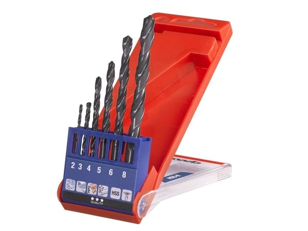 kwb 423140, Drill, Drill bit set, Høyrehåndsrotasjon, Plast, Blad metall, 118°, 2, 3, 4, 5, 6, 8 mm