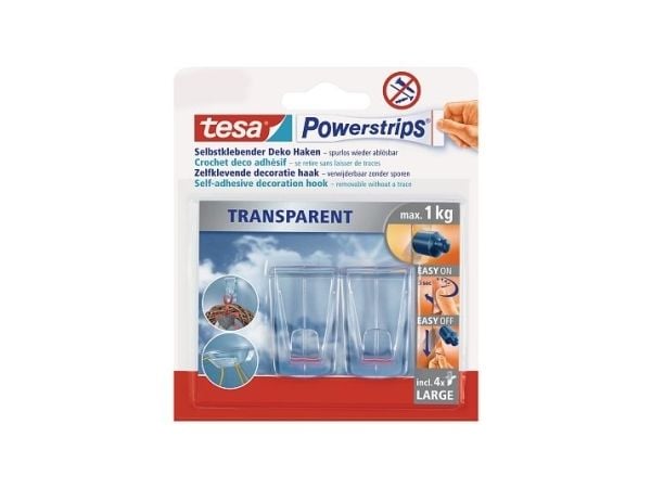 Tesa 58813-00000-20 - Innendørs - Universalkrok - Gjennomsiktig - 1 kg - Rektangel - 2 stk(er)