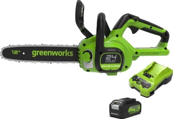 Kjedesag-batteri Greenworks 24V - sett lader + batteri 4Ah (GD24CS30K4)
