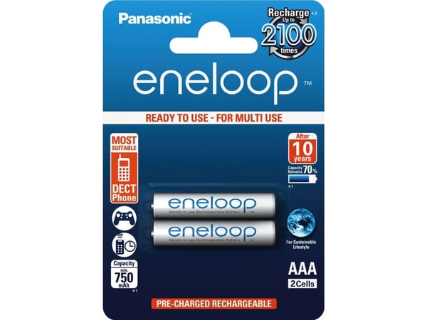 Panasonic Eneloop HR-4UTGB - Batteri 2 x AAA - NiMH - (ladbare) - 750 mAh