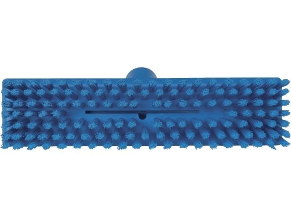 Gulvskrubbe med vandgennemløb, Vikan, 27x7,5x10cm, blå, polyester/PP/rustfrit stål, 27 cm