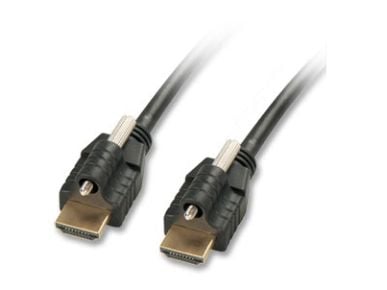Lindy Premium HDMI HEC High Speed kaapeli Ethernet &amp; 2x pistokelukitus, tyyppi A/A, 5m näyttökaapeli digitaalisesti ohjattaviin näyttöihin, pro...