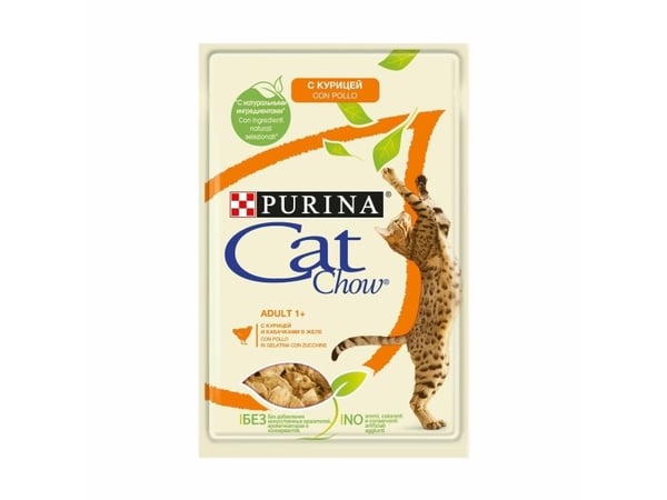 PURINA Cat Chow Chicken, Courgette - märkäruoka kissoille - 10x85g