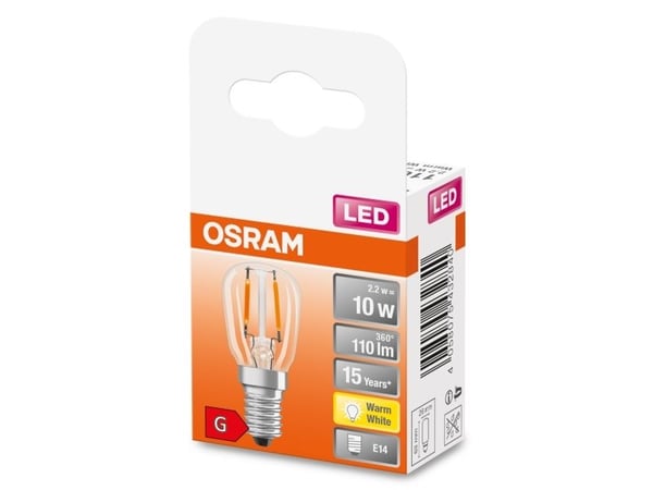 OSRAM SPECIAL - LED-filamentlyspære - form: T26 - E14 - 2.2 W (ekvivalent 10 W) - klasse G - varmt hvitt lys - 2700 K