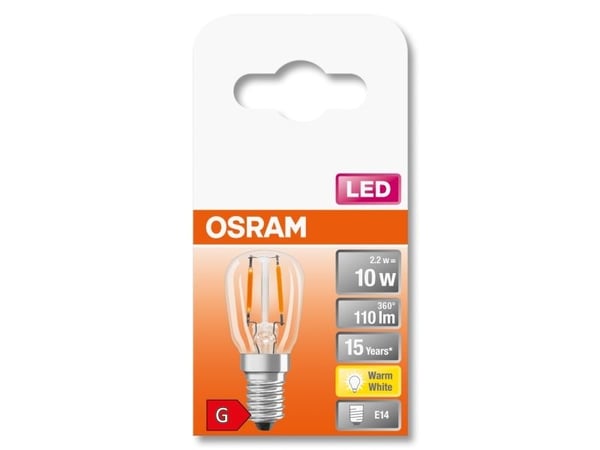 OSRAM SPECIAL - LED-filamentlyspære - form: T26 - E14 - 2.2 W (ekvivalent 10 W) - klasse G - varmt hvitt lys - 2700 K