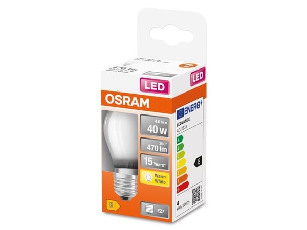 Osram STAR, 4 W, 40 W, E27, 470 lm, 15000 h, Lämmin valkoinen