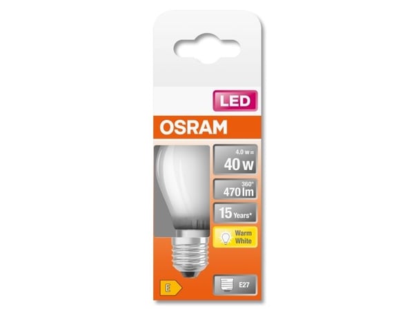 Osram STAR, 4 W, 40 W, E27, 470 lm, 15000 h, Lämmin valkoinen