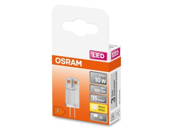 OSRAM PIN - LED-lyspære - form: T12 - G4 - 0.9 W (ekvivalent 10 W) - klasse F - varmt hvitt lys - 2700 K