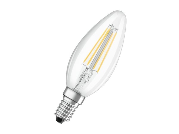 OSRAM - LED-filamentlyspære - form: mini-stearinlys - klar finish - E14 - 4 W (ekvivalent 40 W) - klasse E - varmt hvitt lys - 2700 K