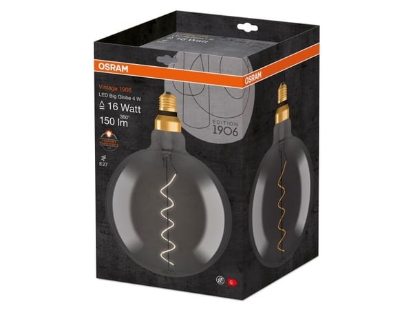 OSRAM Vintage 1906 - LED hehkulamppu - muoto: G200 - E27 - 5 W (vastaa 12 W) - luokka G - lämmin mukavuusvalo - 1800 K - savunvärinen