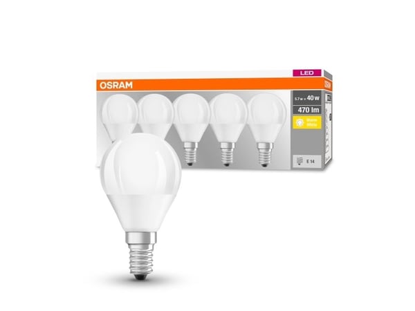 LED Krone 5W/827 E14 jäähdytyslevy matta - 5 kpl pakkaus
